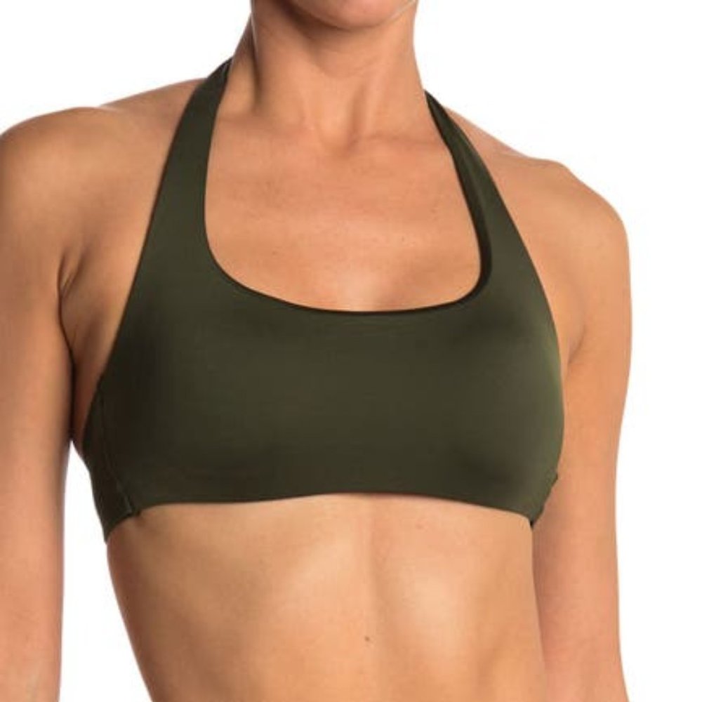 Becca Solid Green Halter Tie Bikini Top (NWT)